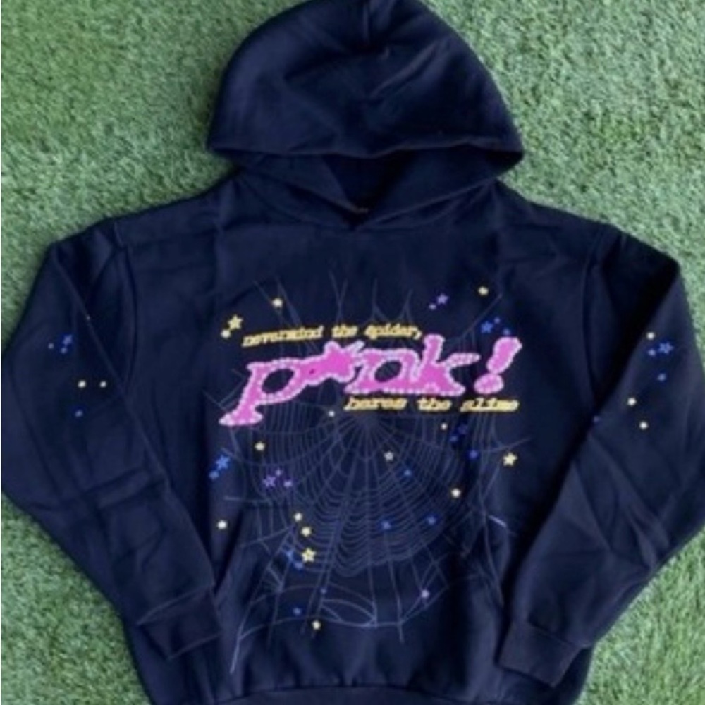 Black and pink sp5der hoodie